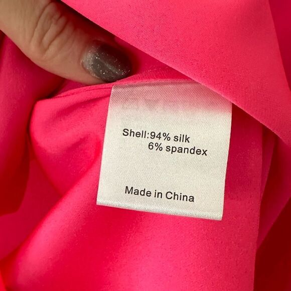 Milly Of New York Gorgeous Hot Pink Silk Tie Front Long Sleeve Blouse - Picture 6 of 7